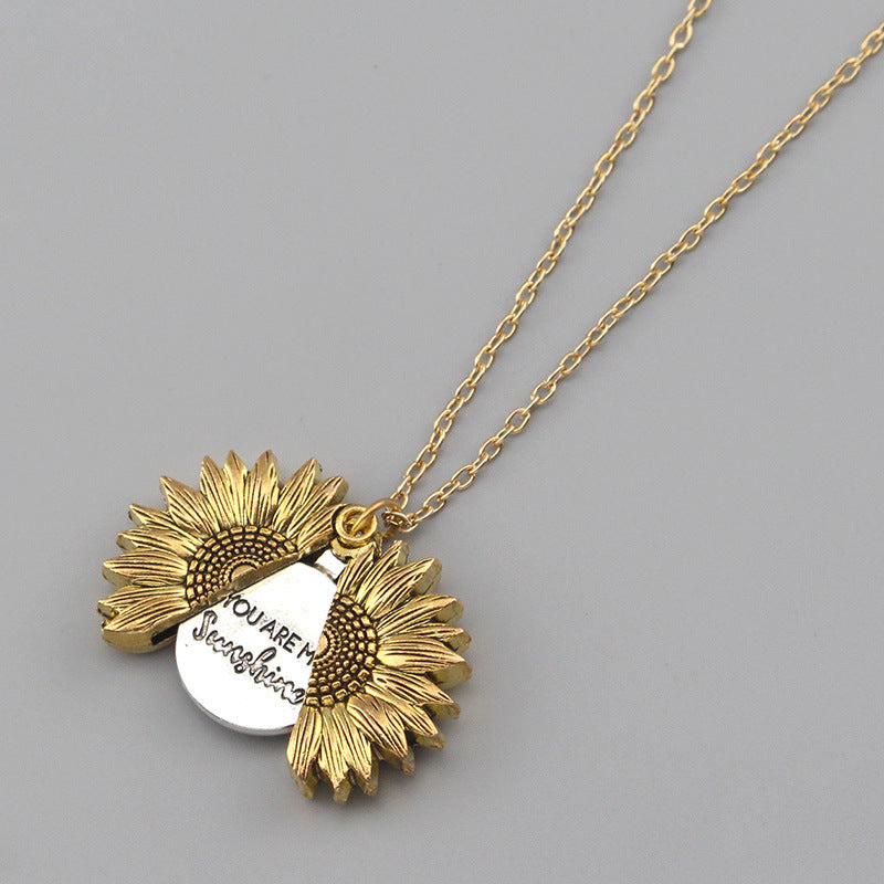 You Are My Sunshine Sunflower Necklace Women Men