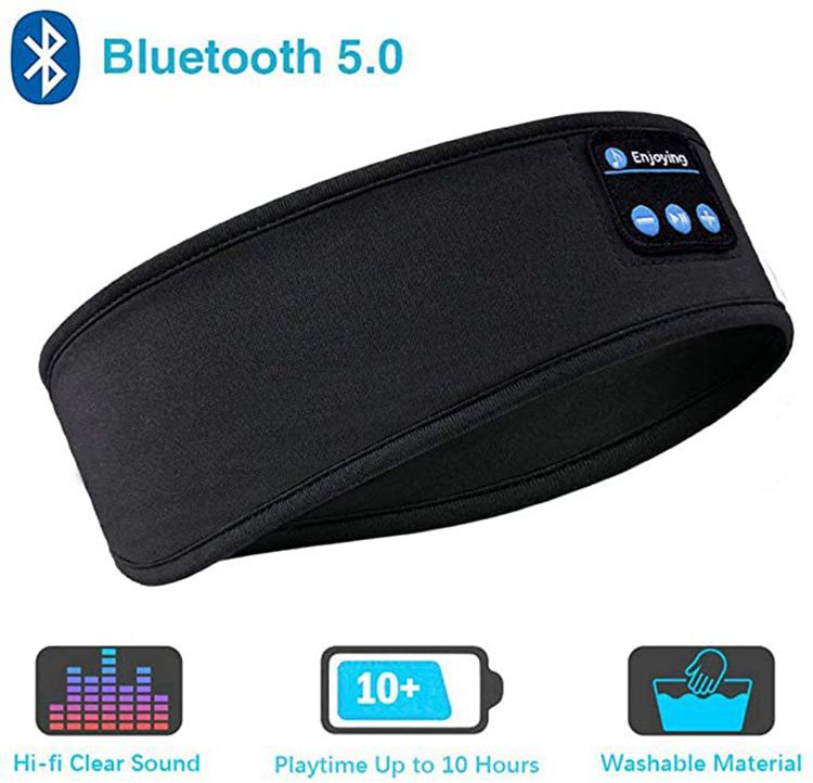 Wireless Bluetooth Sleeping Headphones Headband Thin Soft Elastic Comfortable Music Ear Phones Eye Mask For Side Sleeper Sports