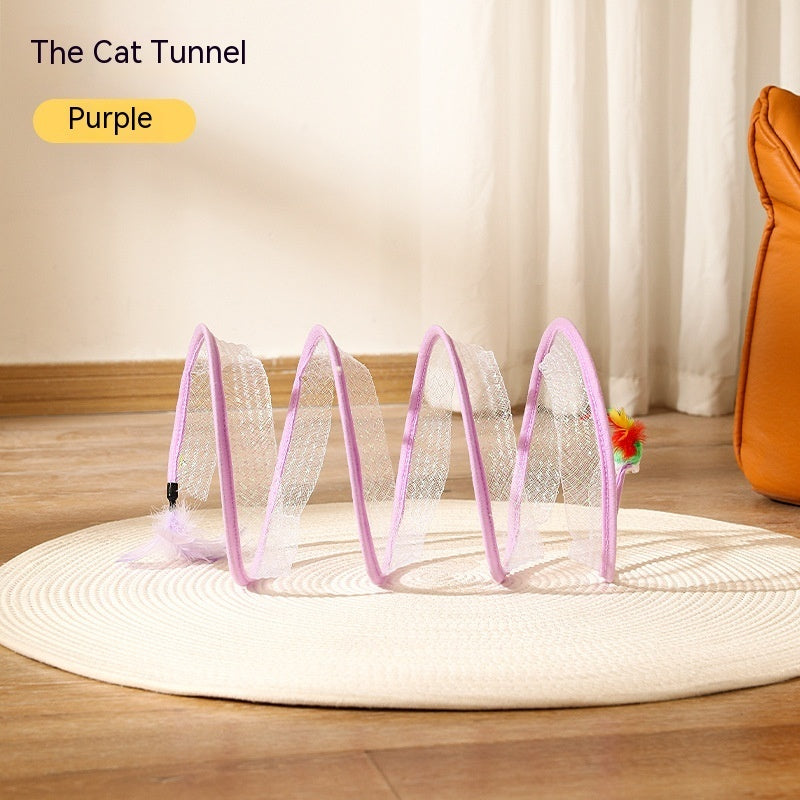 Folded Cat Tunnel S Type Cats Tunnel Spring Toy Mouse Tunnel Cat Outdoor Cat Toys For Kitten Interactive Cat Supplies