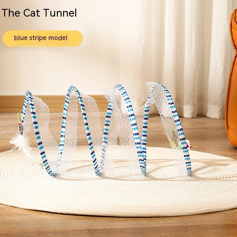 Folded Cat Tunnel S Type Cats Tunnel Spring Toy Mouse Tunnel Cat Outdoor Cat Toys For Kitten Interactive Cat Supplies